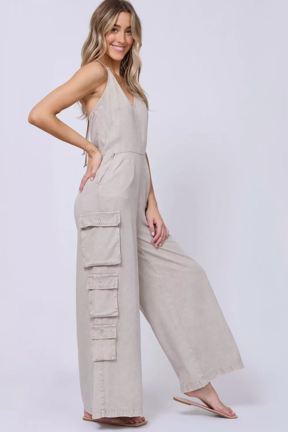 Vintage Havana Khaki Tencel Jumpsuit