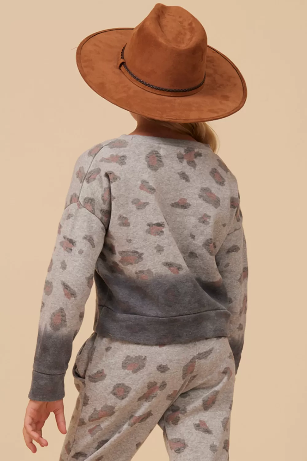 Kids Vintage Havana Large Leopard Print Dip Dye Crewneck