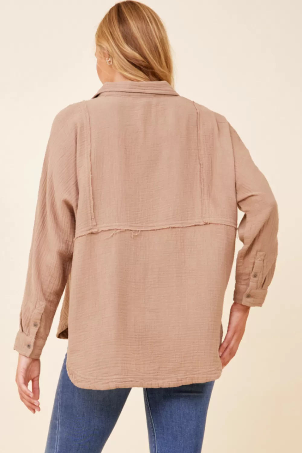 Vintage Havana Light Taupe Gauze Button Down