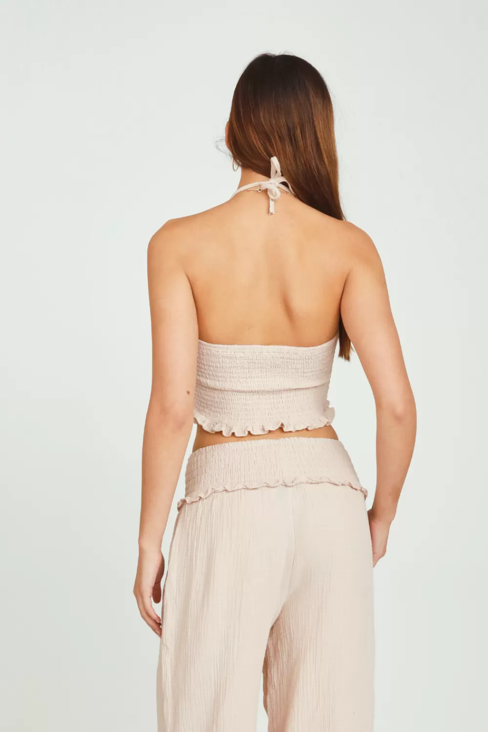 Vintage Havana Mauve Garment Washed Gauze Halter Top