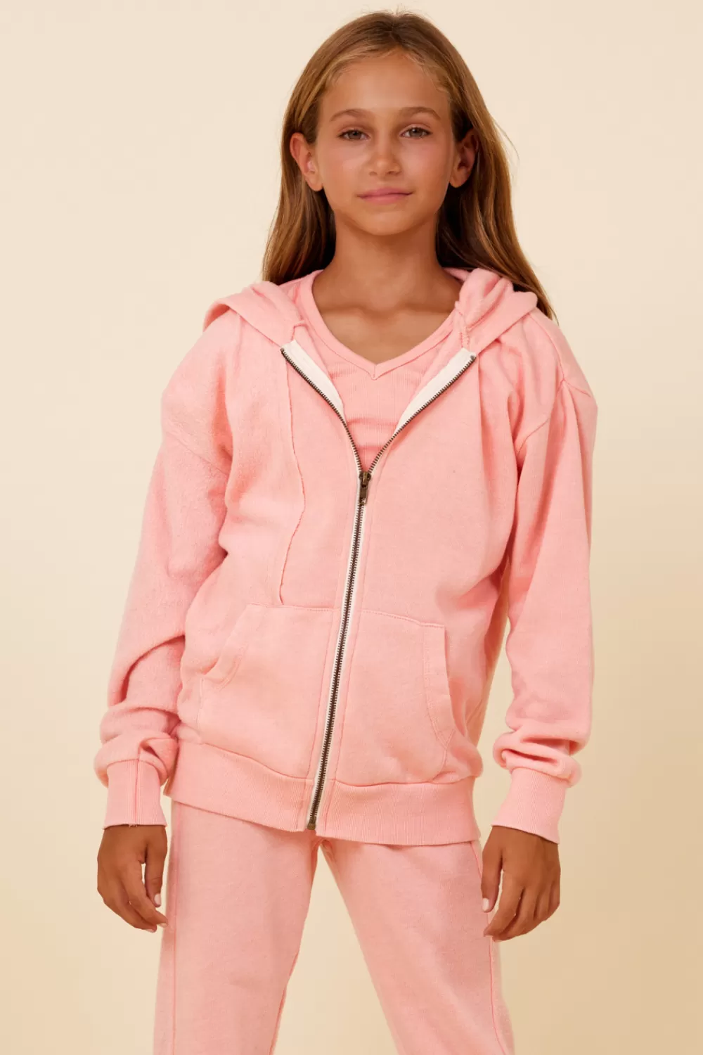 Vintage Havana Misty Coral New Burnout Zip Hoodie