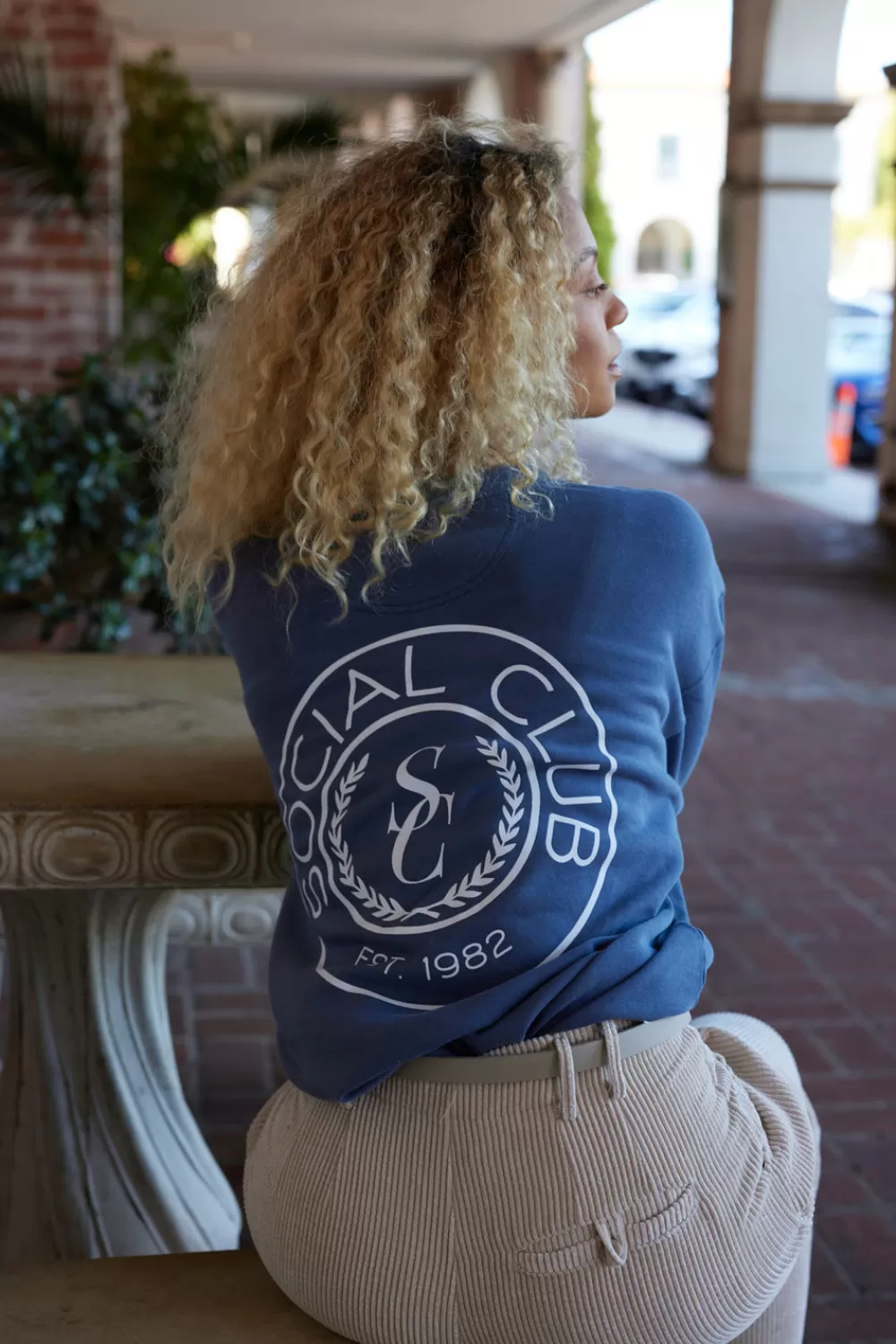 Vintage Havana Navy "Social Club" Pigment Dyed Crewneck