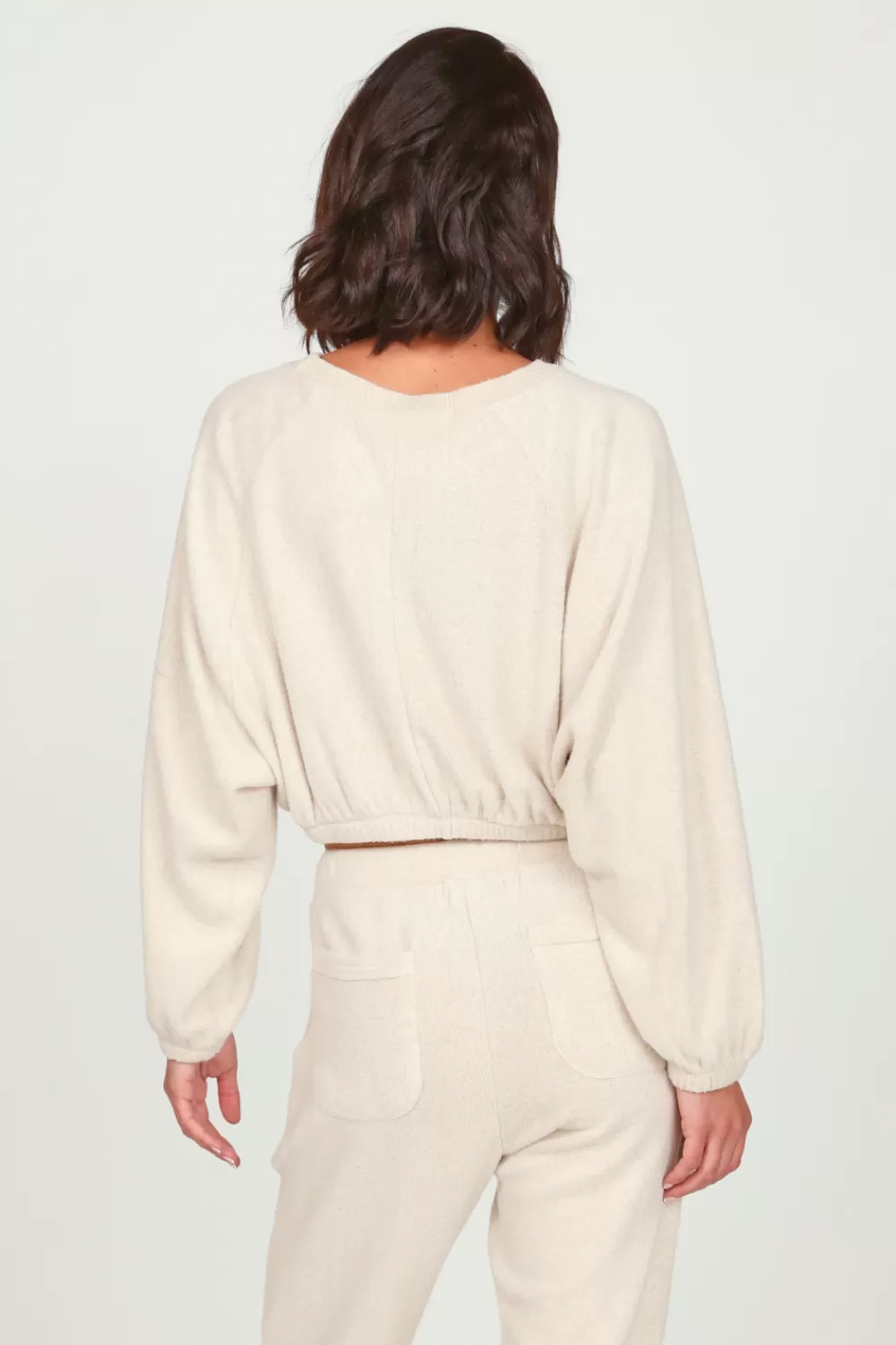 Vintage Havana Oatmeal Cozy Fleece Elastic Crewneck