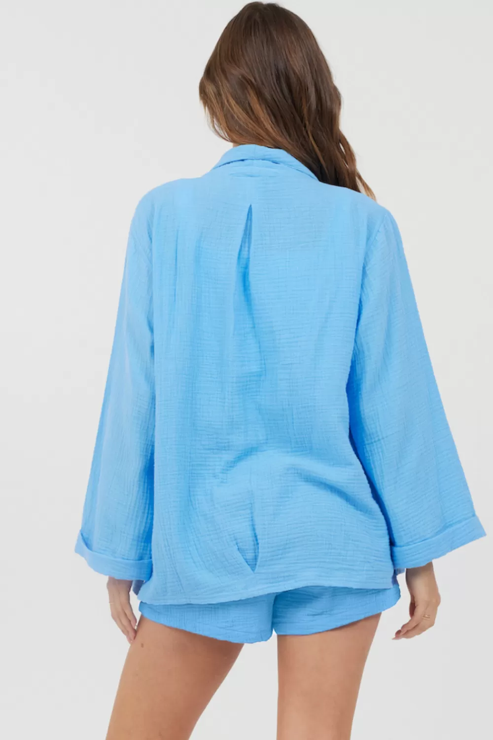 Vintage Havana Ocean Blue Washed Gauze Blazer