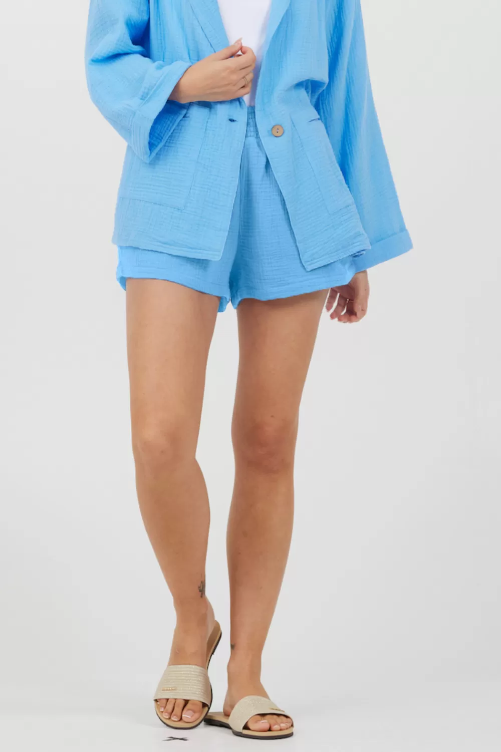 Vintage Havana Ocean Blue Washed Gauze Shorts