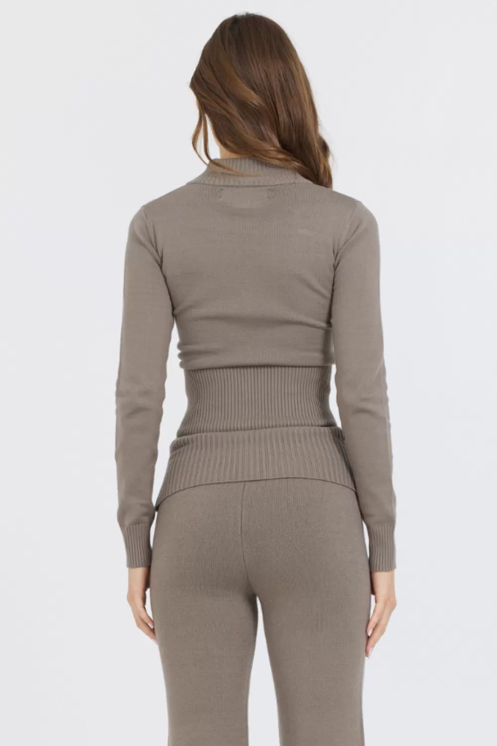Vintage Havana Olive Grey Slim Fit Knit Quarter Zip