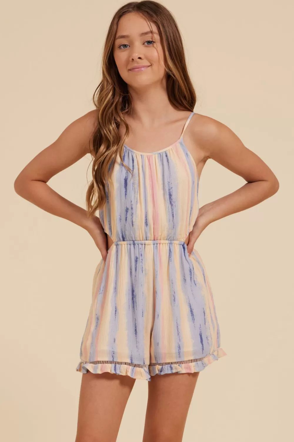Kids Vintage Havana Pastel Stripe Cut Out Romper