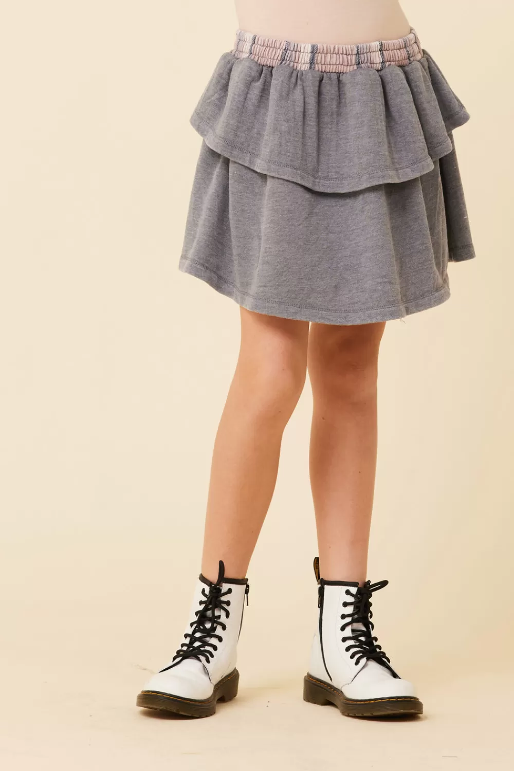 Kids Vintage Havana Plaid Waistband Layered Skirt