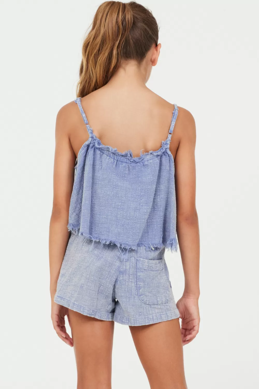 Kids Vintage Havana Plush Blue Washed Texture Flow Tank