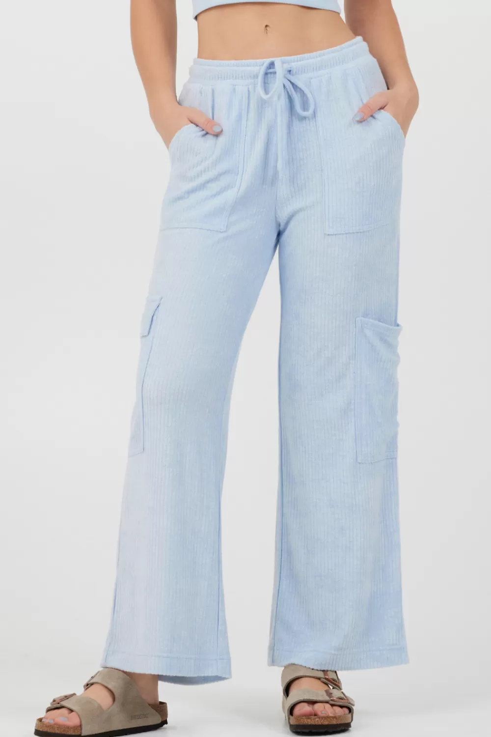 Vintage Havana Powder Blue Cord Terry Cargo Pants