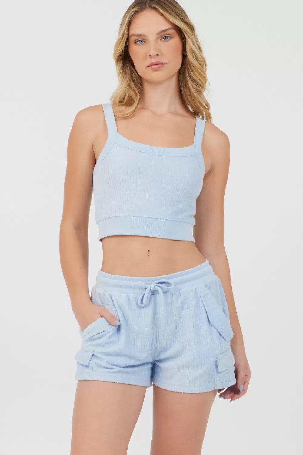 Vintage Havana Powder Blue Cord Terry Tank
