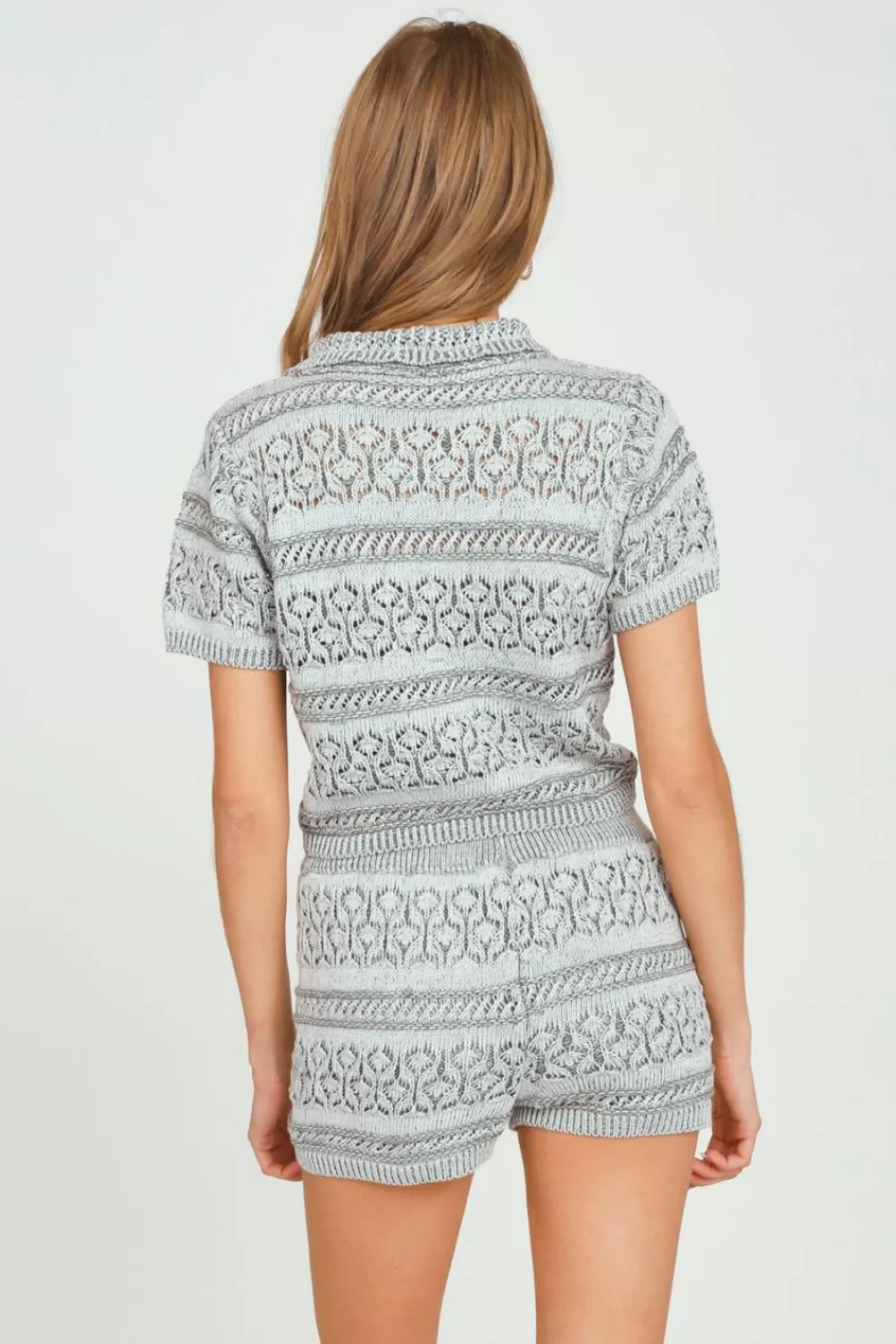 Vintage Havana Primrose Grey Short Sleeve Knit Polo