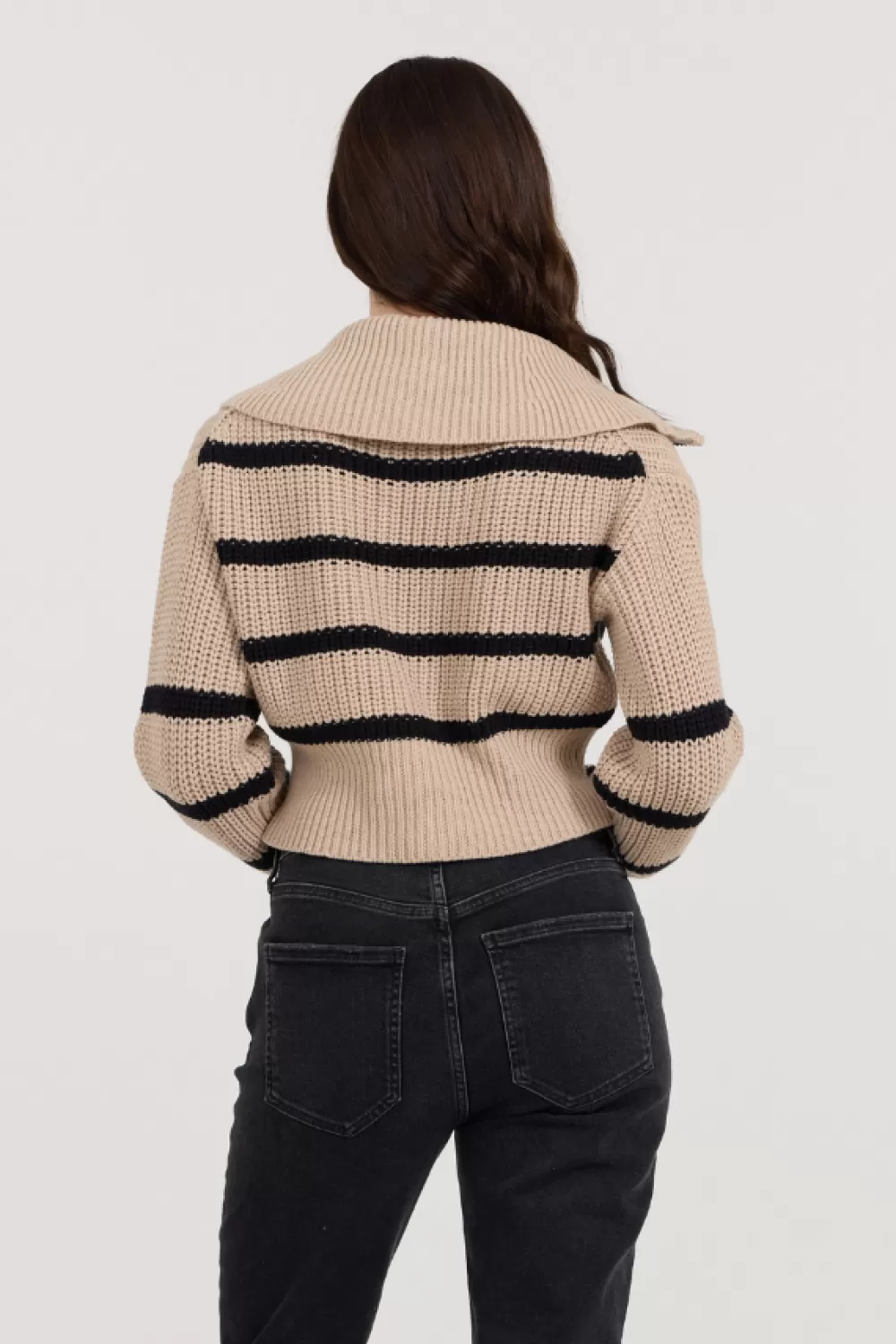 Vintage Havana Puddle W/ Black Stripe Double Zip Sweater