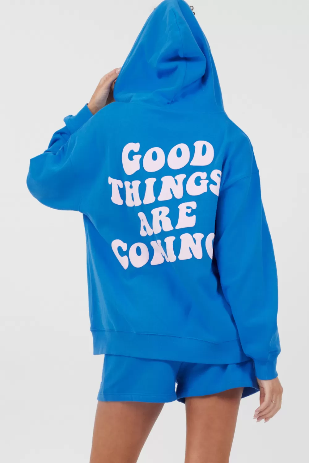 Vintage Havana Royal Blue W/ Pink Puff Zip Up Hoodie