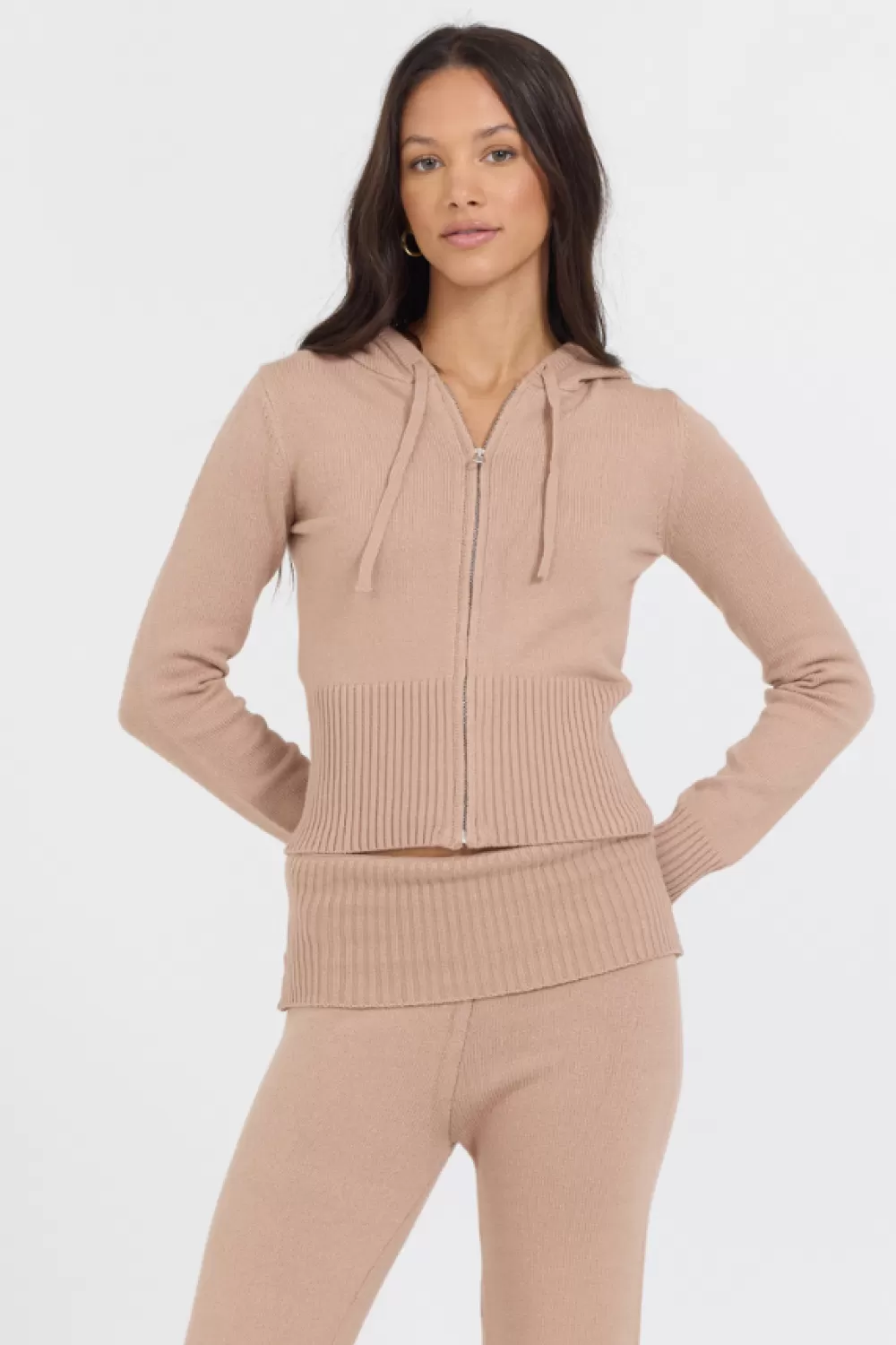 Vintage Havana Salted Caramel Slim Fit Knit Zip Up