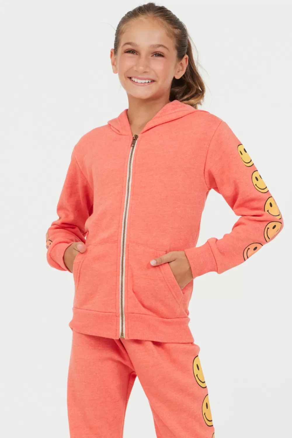 Vintage Havana Smiley Sleeve Zip Hoodie