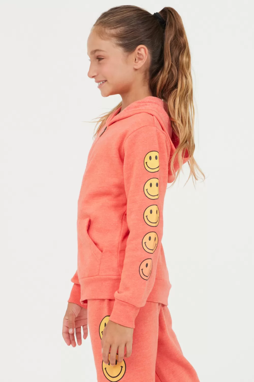 Vintage Havana Smiley Sleeve Zip Hoodie