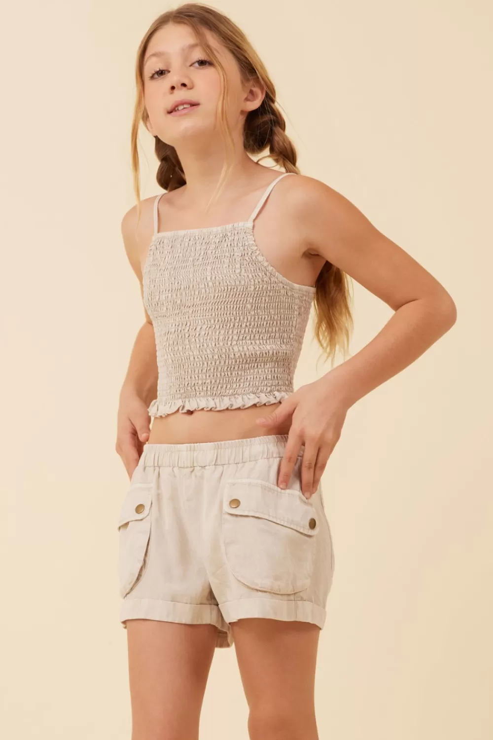 Kids Vintage Havana Soft Tan Streaky Tencel Rushed Tank Top