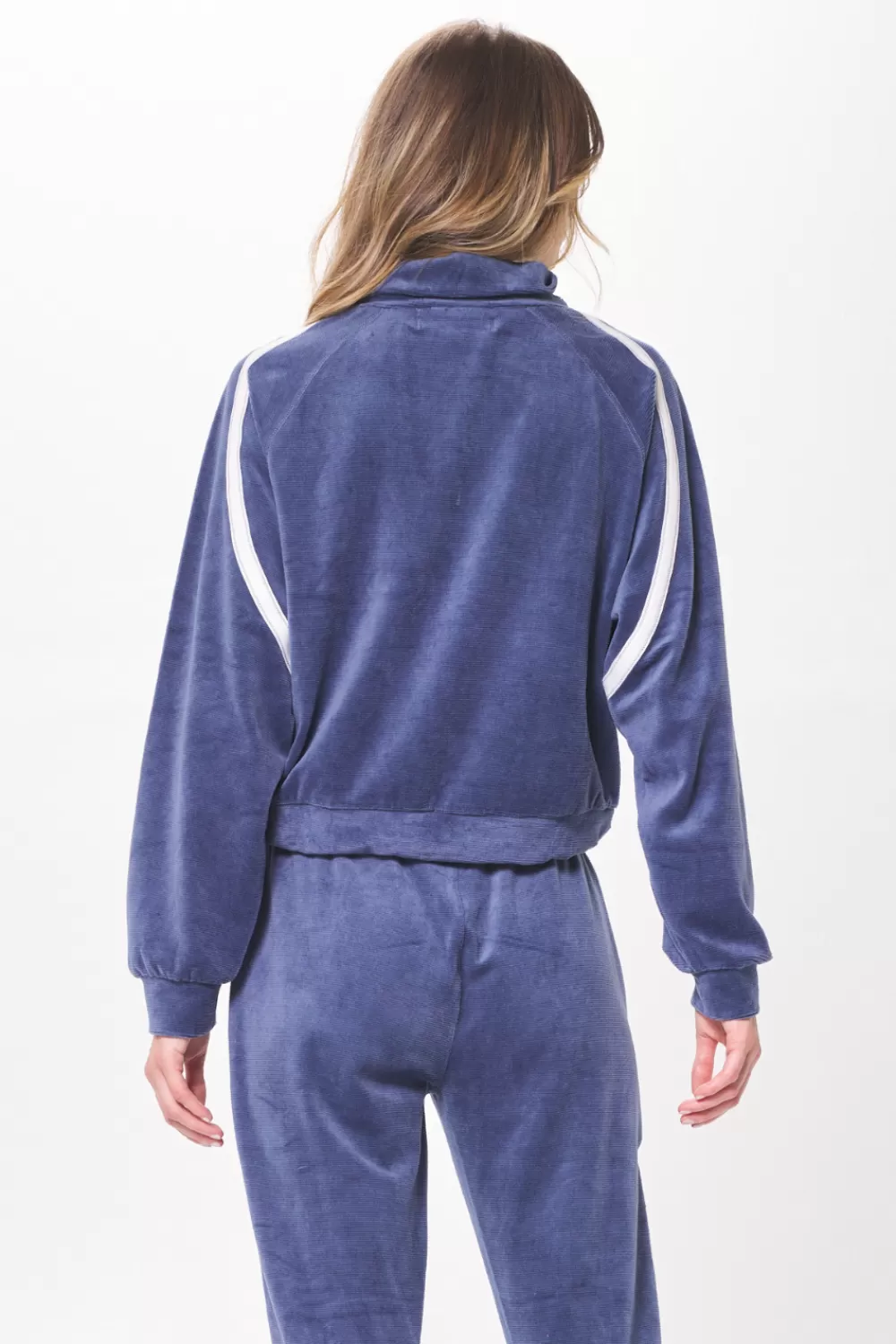 Vintage Havana Space Blue Brushed Corduroy Quarter Zip