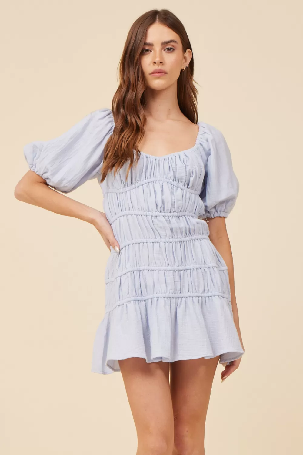 Vintage Havana Spring Blue Gauze W/ Jersey Combo Dress