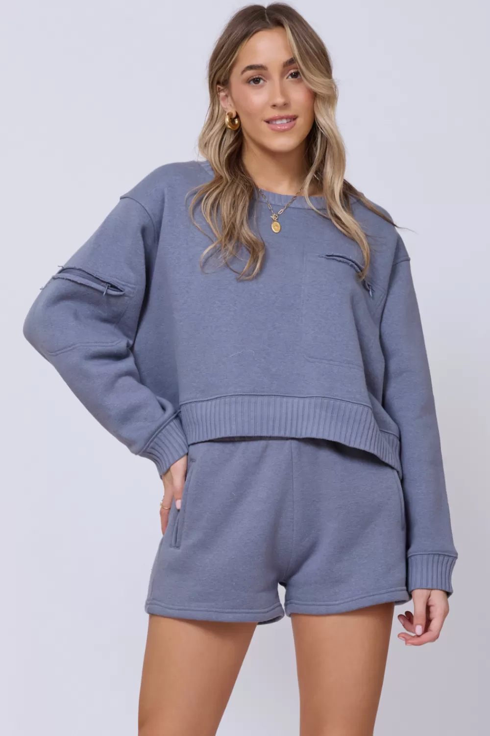 Vintage Havana Storm Blue Essential Fleece Crewneck