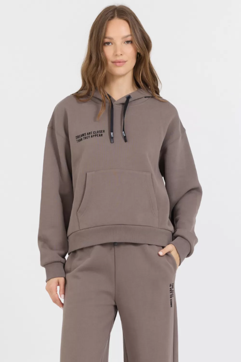 Vintage Havana Taupe Grey Fleece Hood Flocking Detail