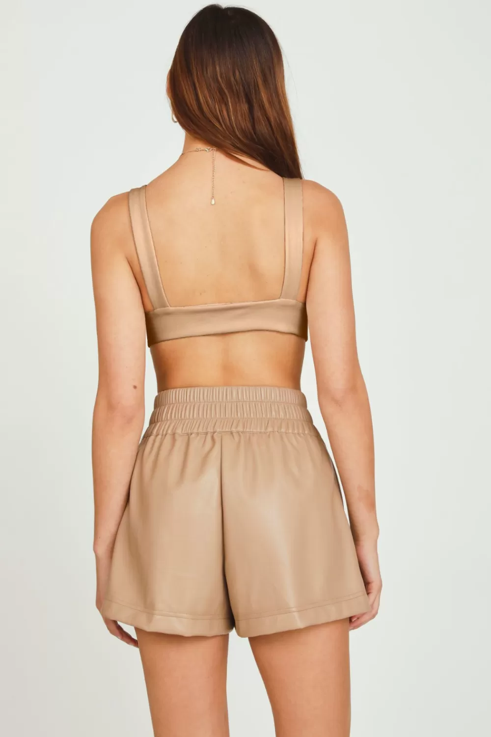 Vintage Havana Toffee Faux Leather Bra Top