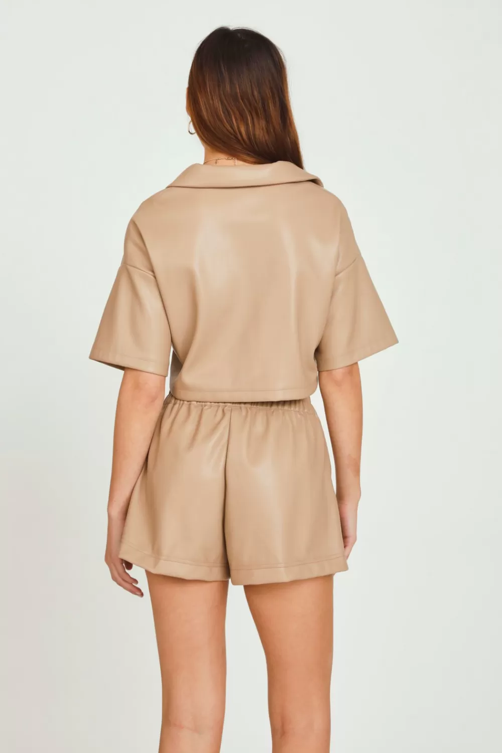 Vintage Havana Toffee Faux Leather Camp Shirt