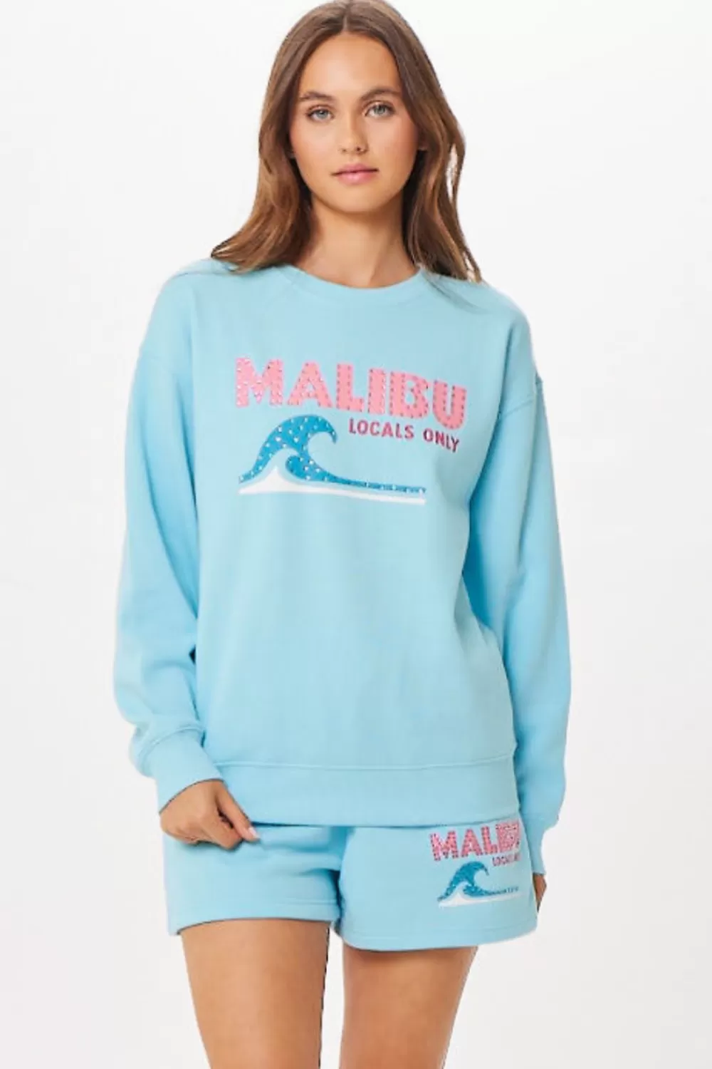 Vintage Havana Tropical Blue Malibu Jet Setter Surf Wash Crewneck