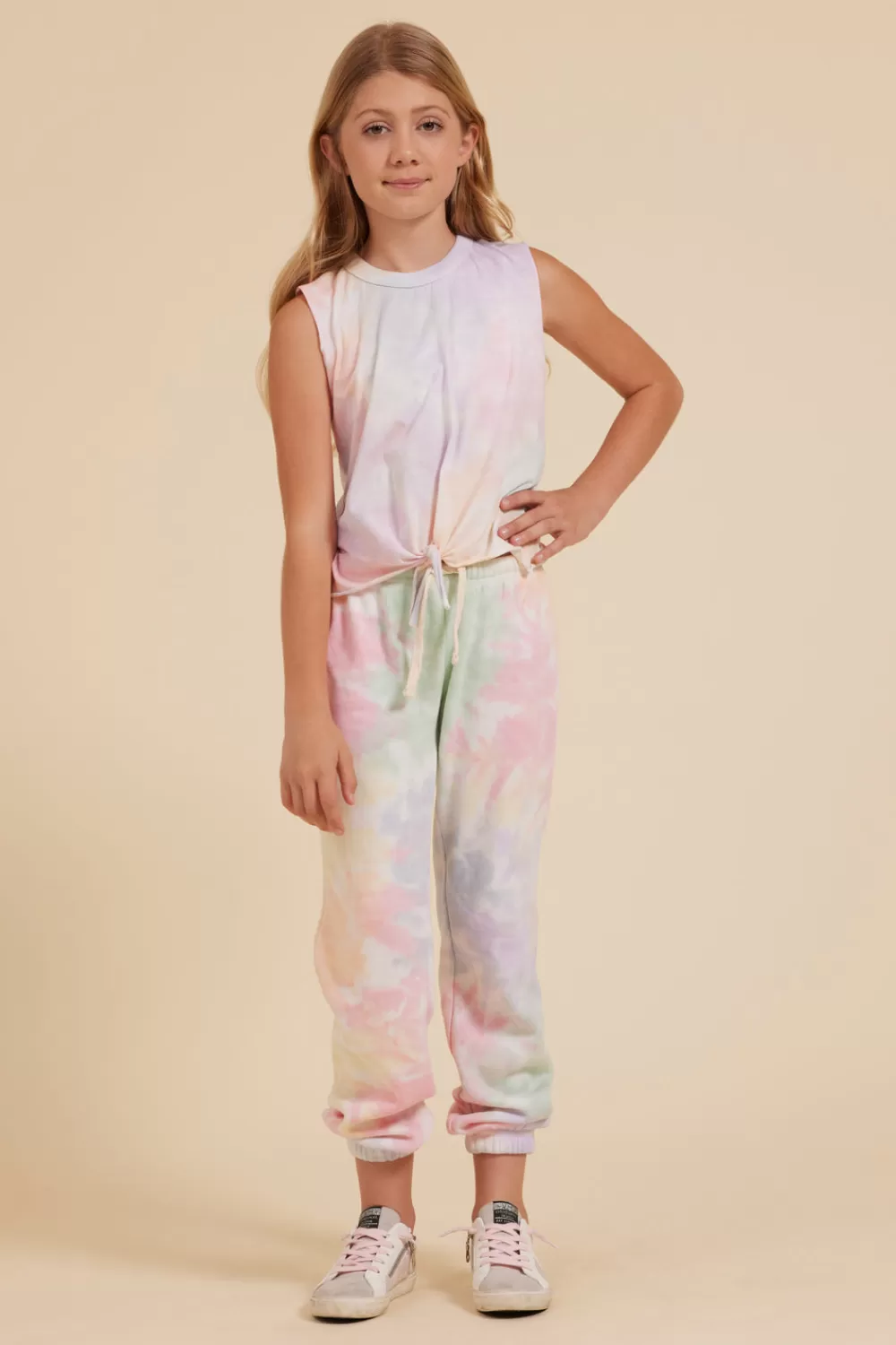 Kids Vintage Havana Tropical Summer Tie Dye Tie Front Tank