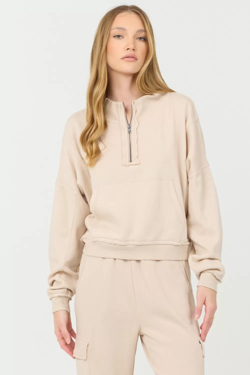 Vintage Havana Vanilla Cream Cashmere Fleece Quarter Zip