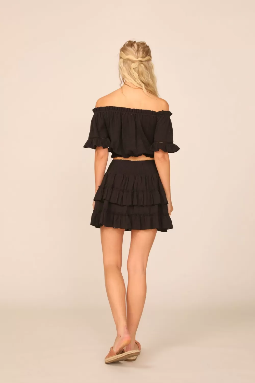 Vintage Havana VH X OD - Black Gauze Off The Shoulder Bell Sleeve Top