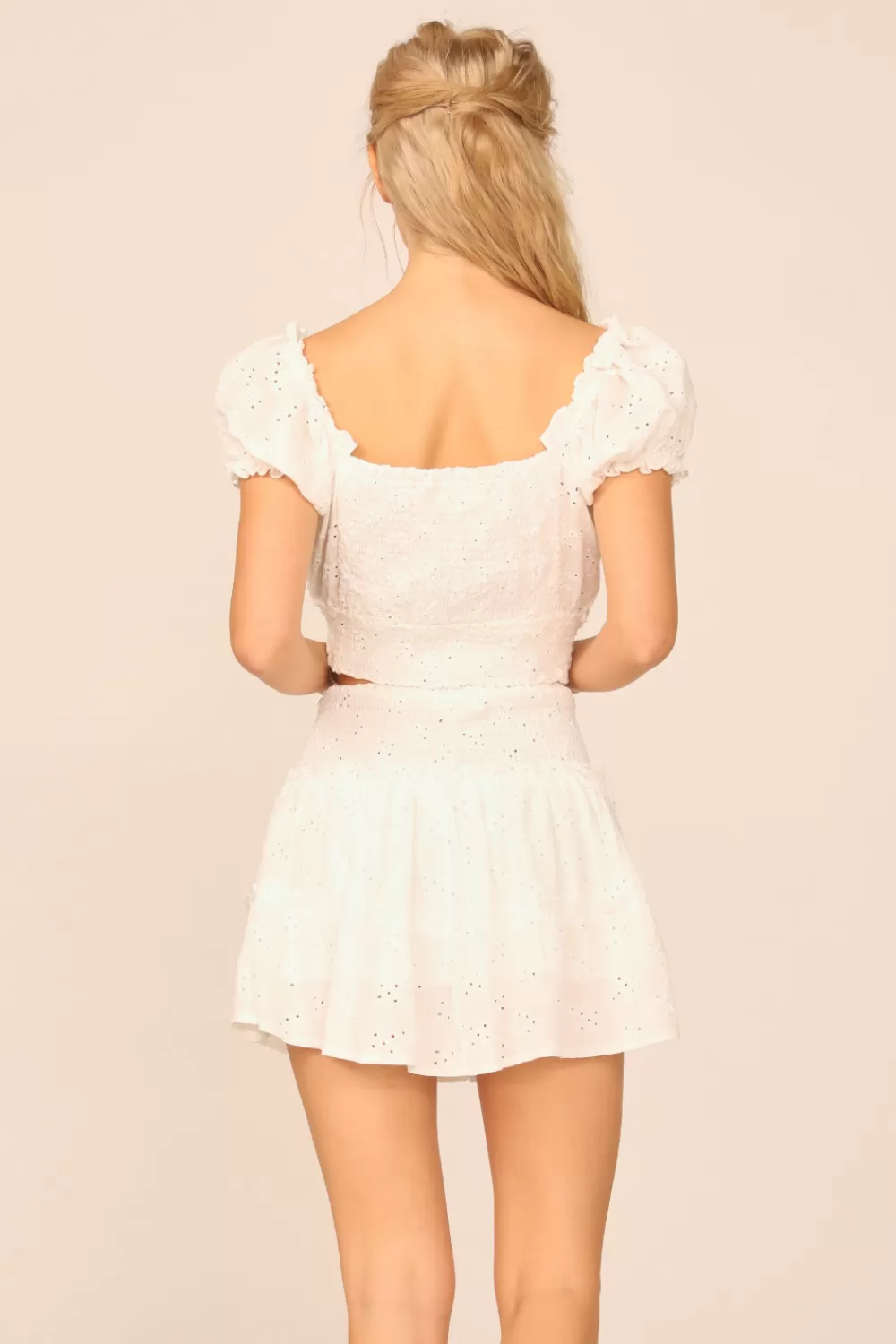 Vintage Havana VH X OD - White Eyelet Smocked Crop Top