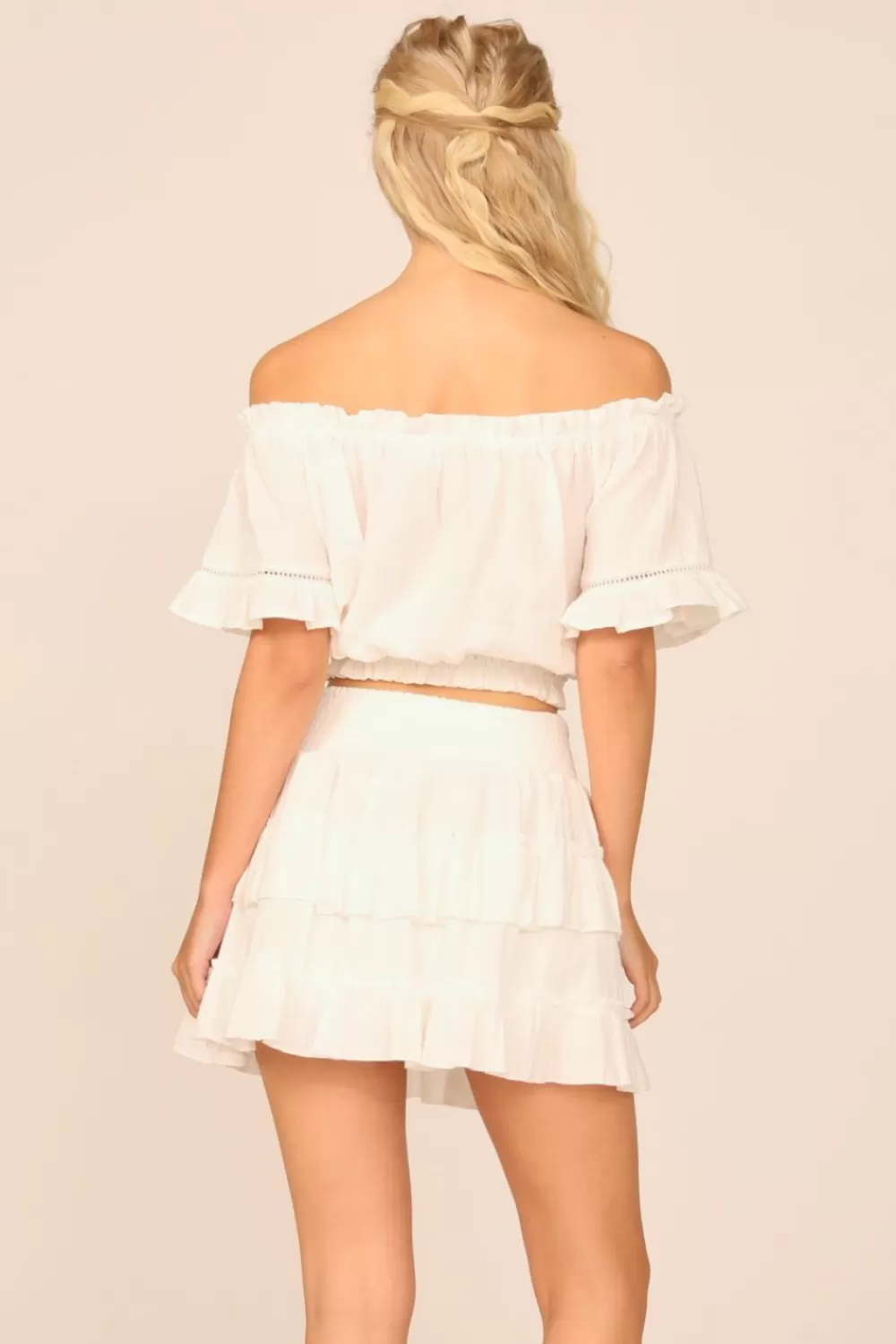 Vintage Havana VH X OD - White Gauze Off The Shoulder Bell Sleeve Top