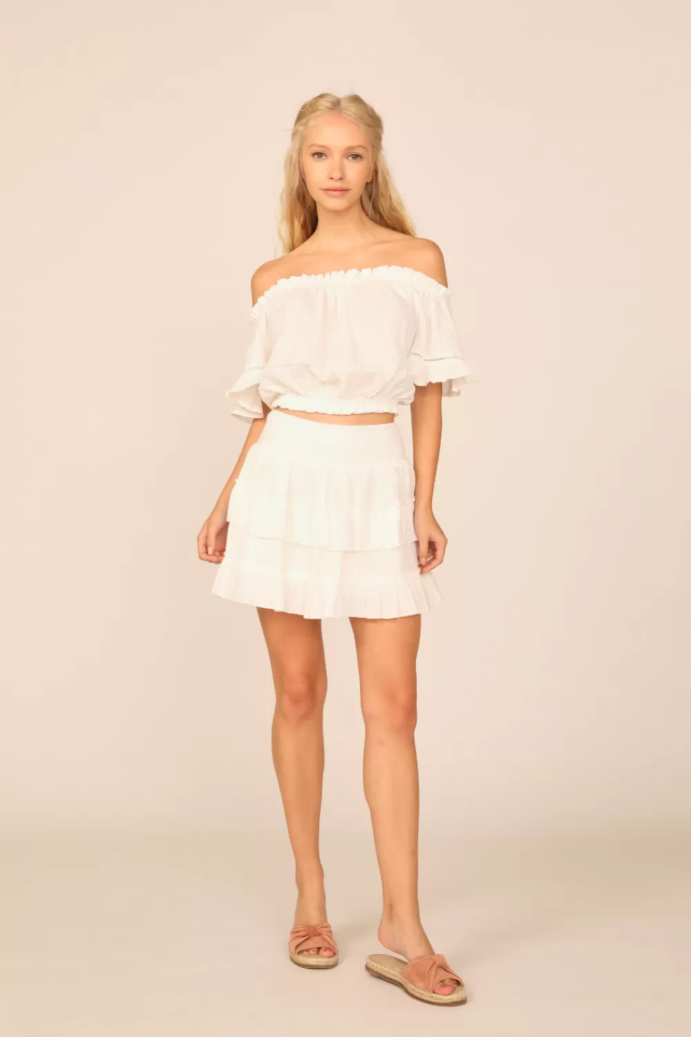 Vintage Havana VH X OD - White Gauze Off The Shoulder Bell Sleeve Top
