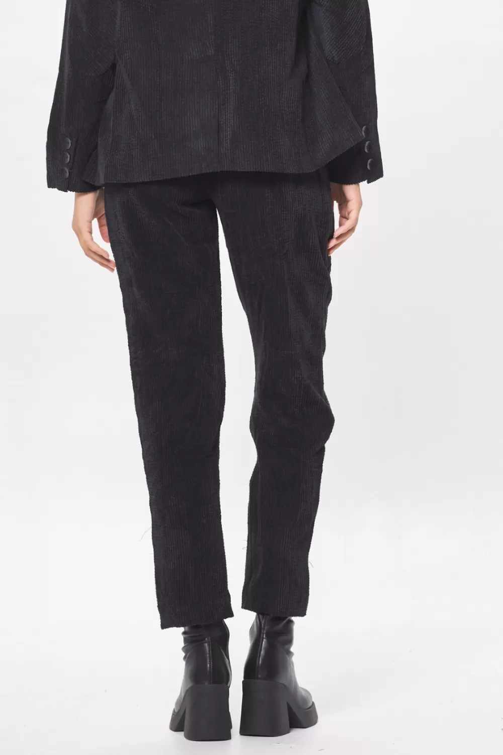 Vintage Havana Washed Black Crinkle Cord Trouser Pant