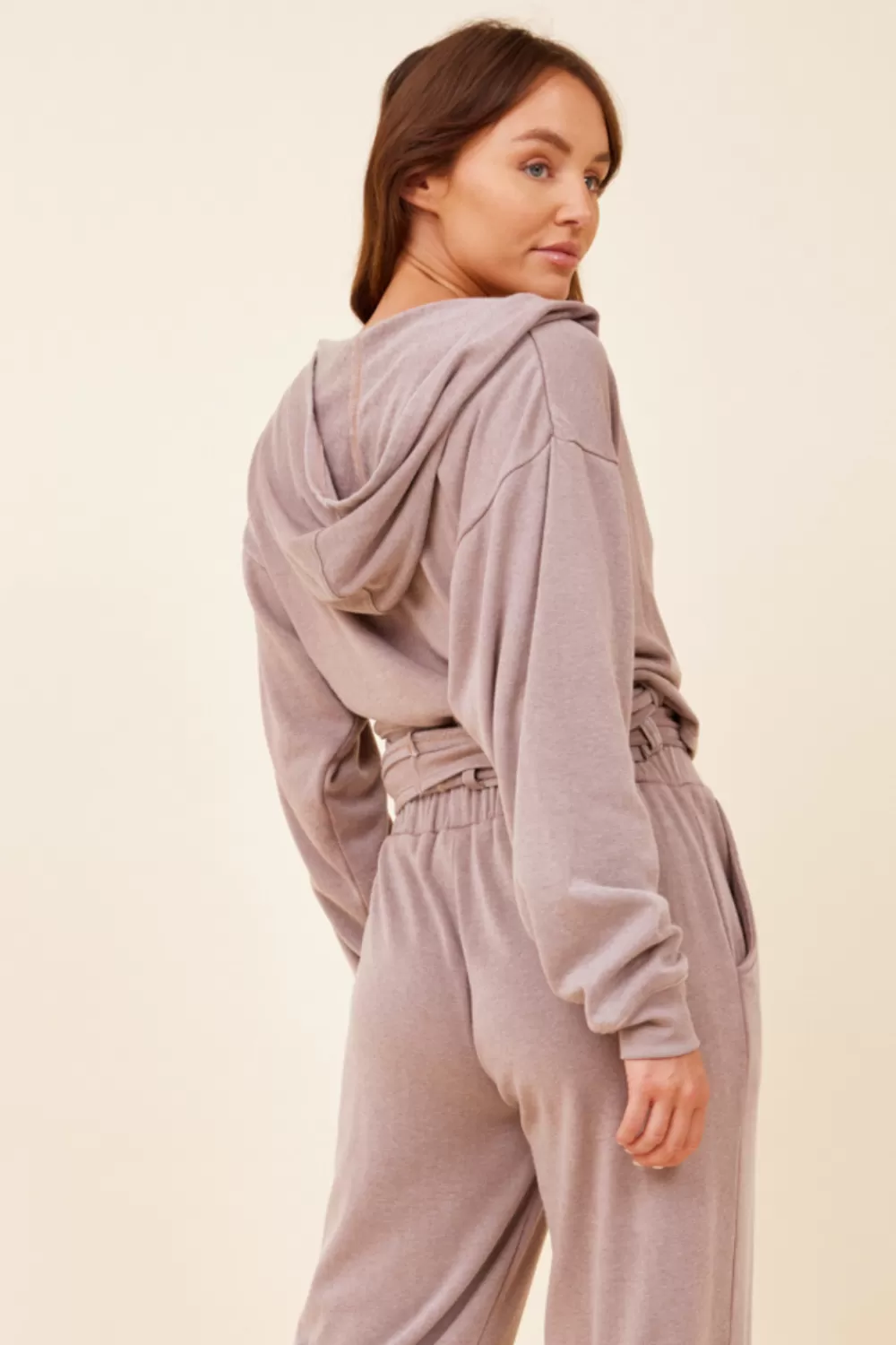 Vintage Havana Washed Cobblestone Lightweight Fleece Surplice Hoodie