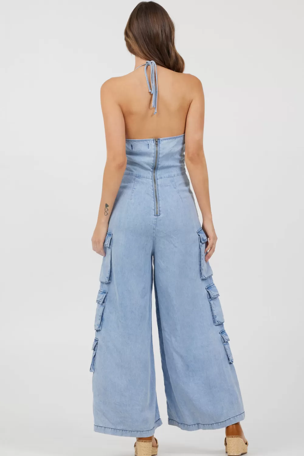 Vintage Havana Washed Denim Tencel Jumpsuit