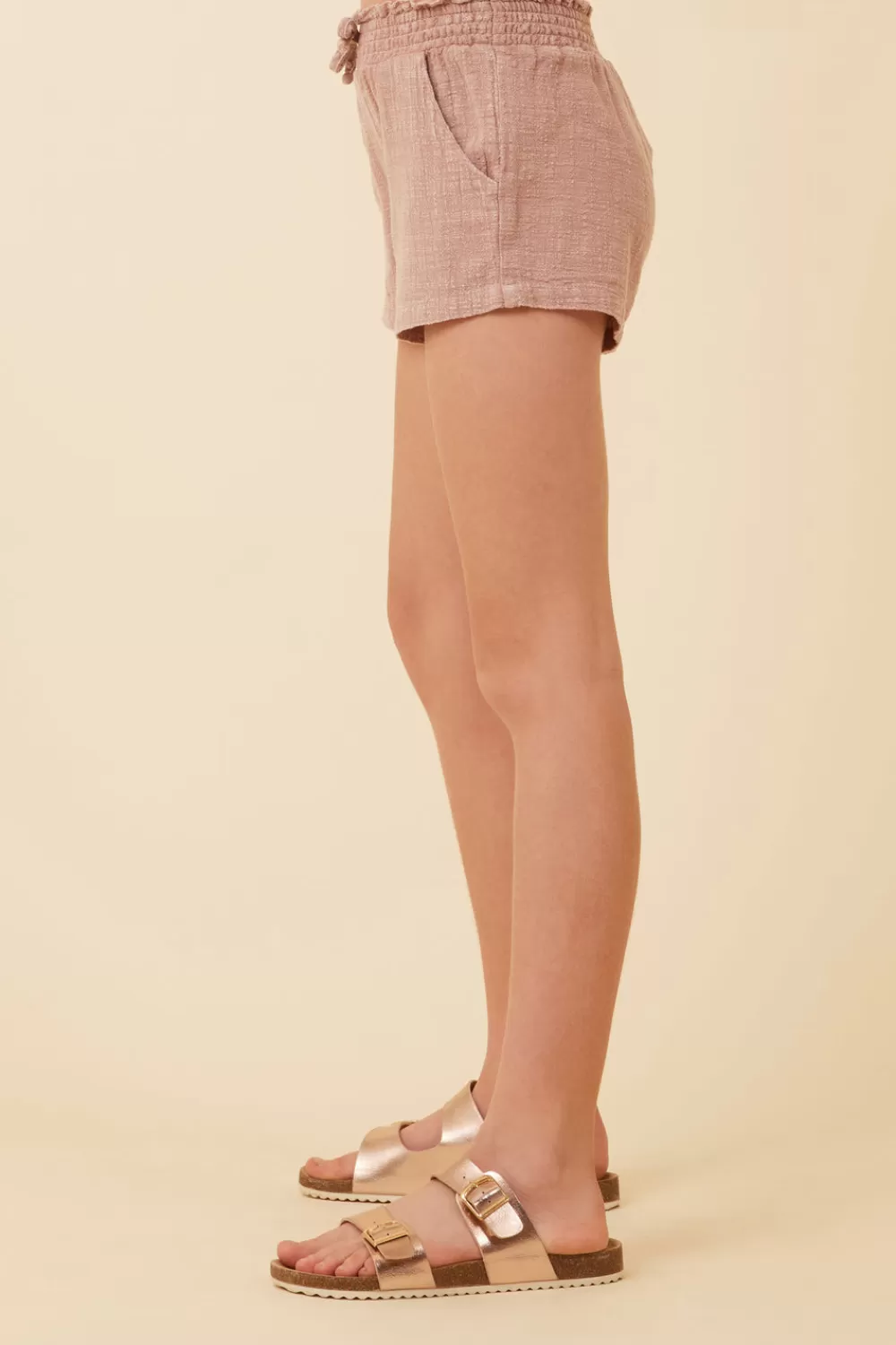 Kids Vintage Havana Washed Mauve Texture Elastic Waist Shorts