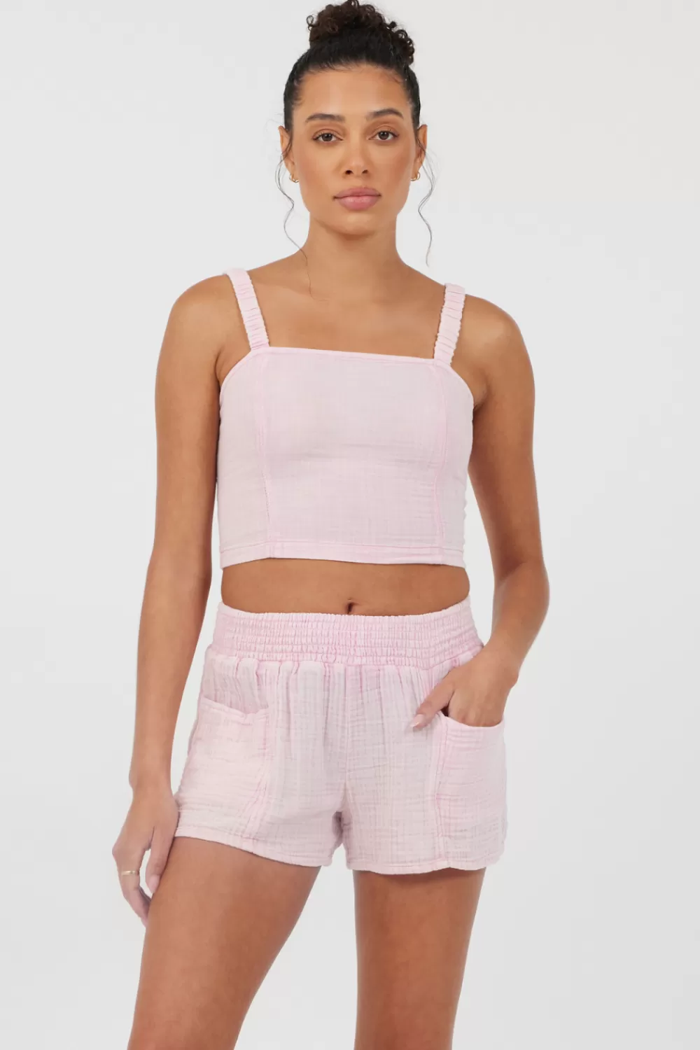 Vintage Havana Washed Pink Gauze Cropped Tank