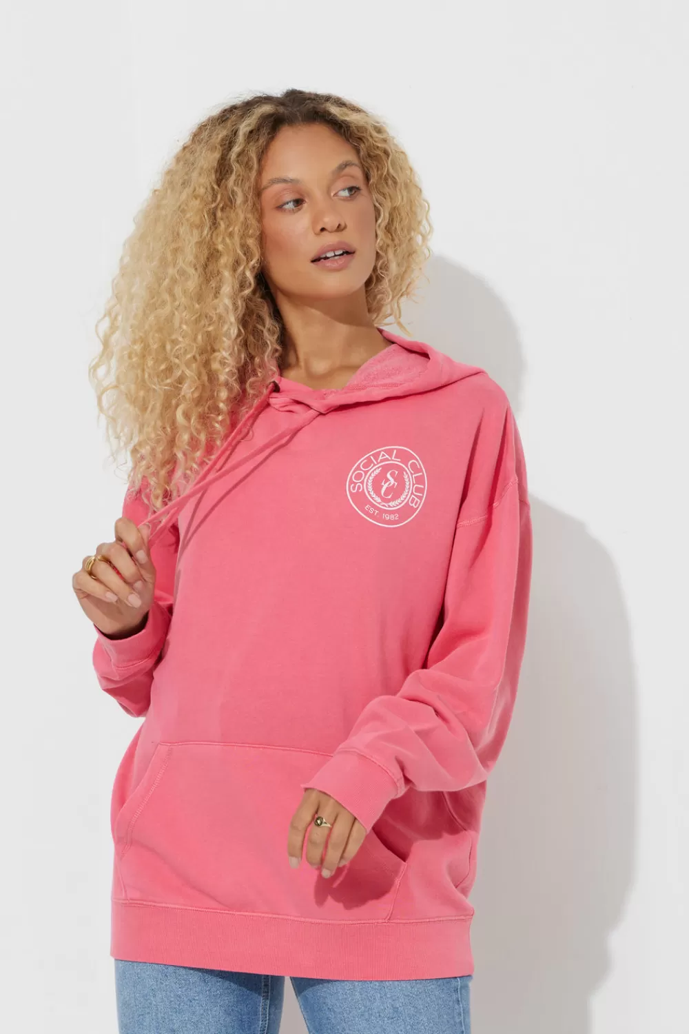 Vintage Havana Washed Red "Social Club" Pigment Dyed Hoodie