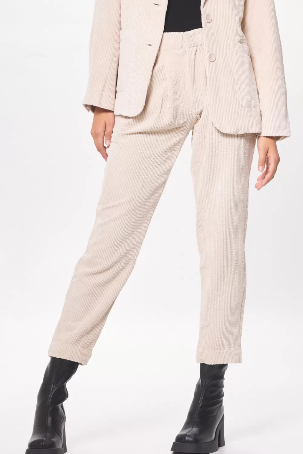 Vintage Havana Washed Taupe Crinkle Cord Trouser Pant