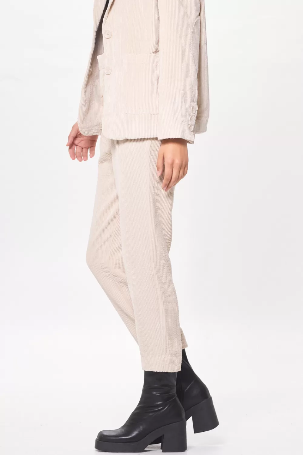 Vintage Havana Washed Taupe Crinkle Cord Trouser Pant