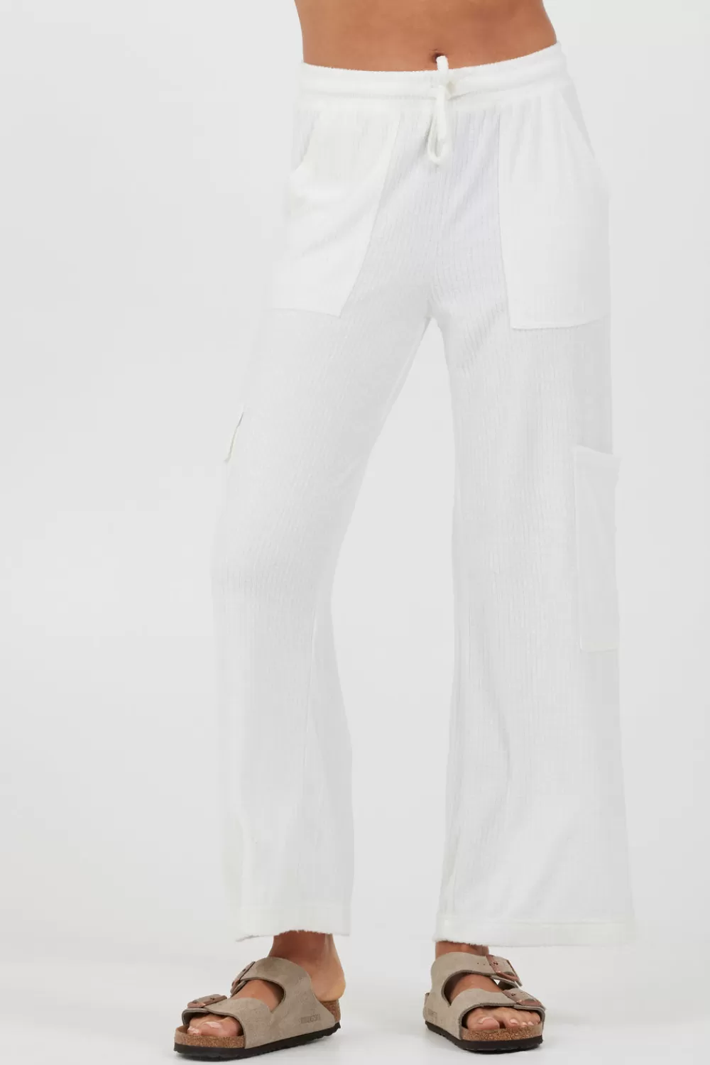 Vintage Havana White Cord Terry Cargo Pants
