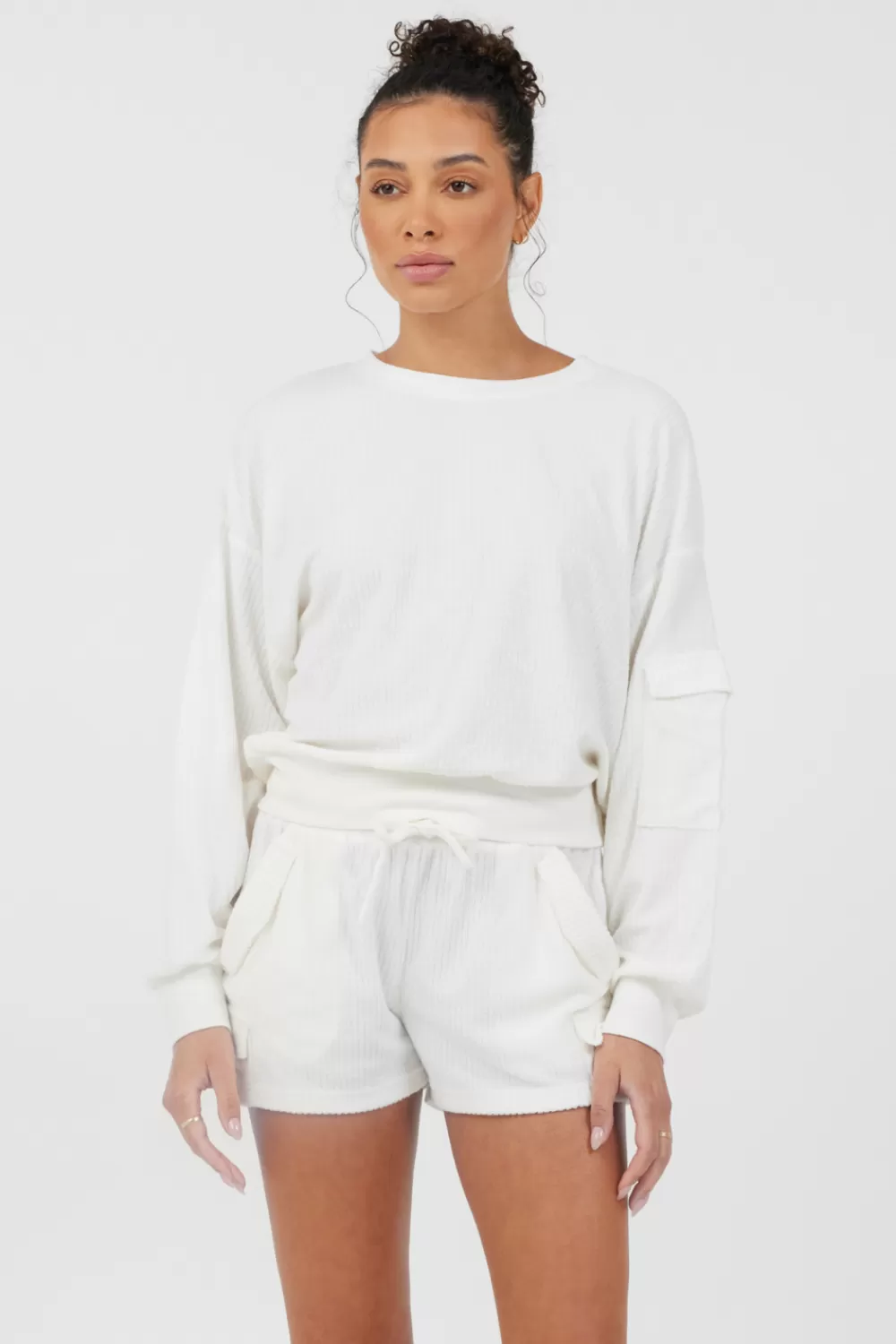 Vintage Havana White Cord Terry Crewneck