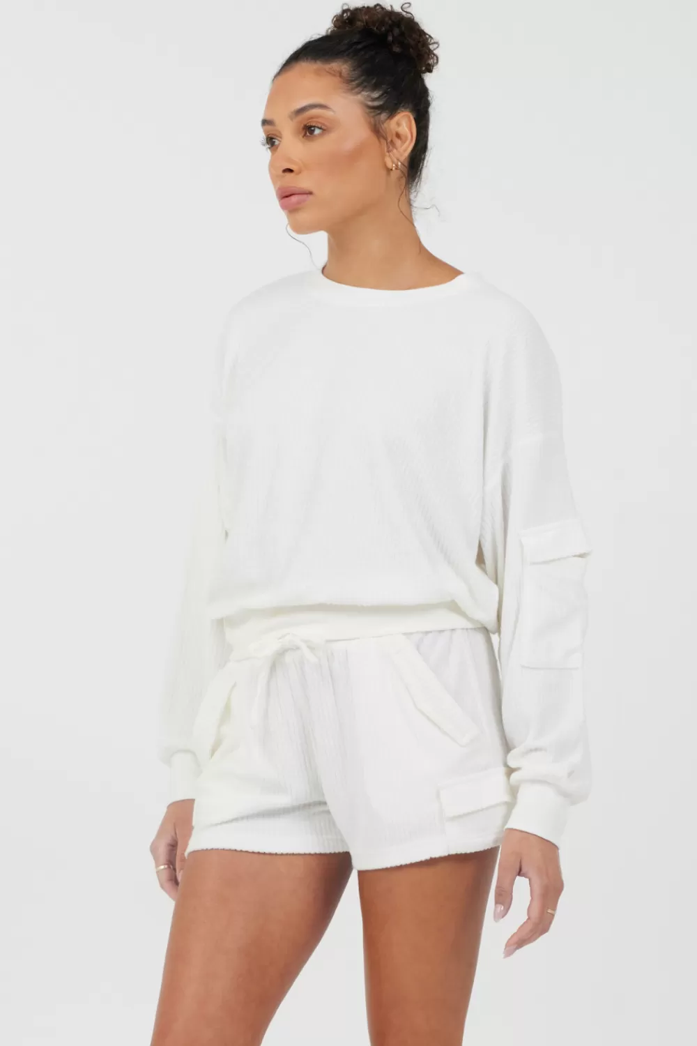 Vintage Havana White Cord Terry Crewneck