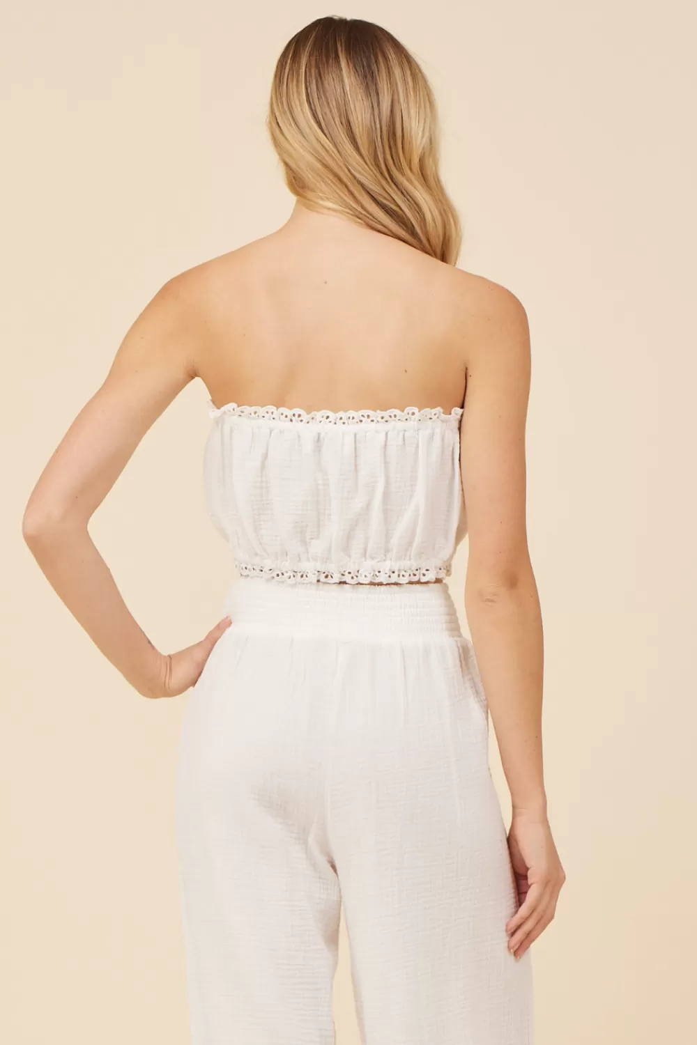 Vintage Havana White Gauze Smocked Tube Top