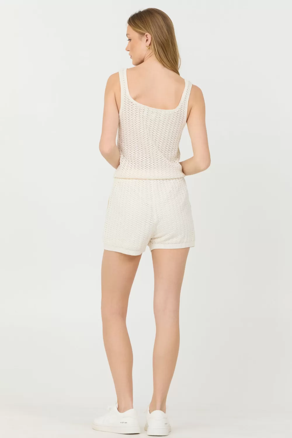 Vintage Havana White Open Crochet Romper