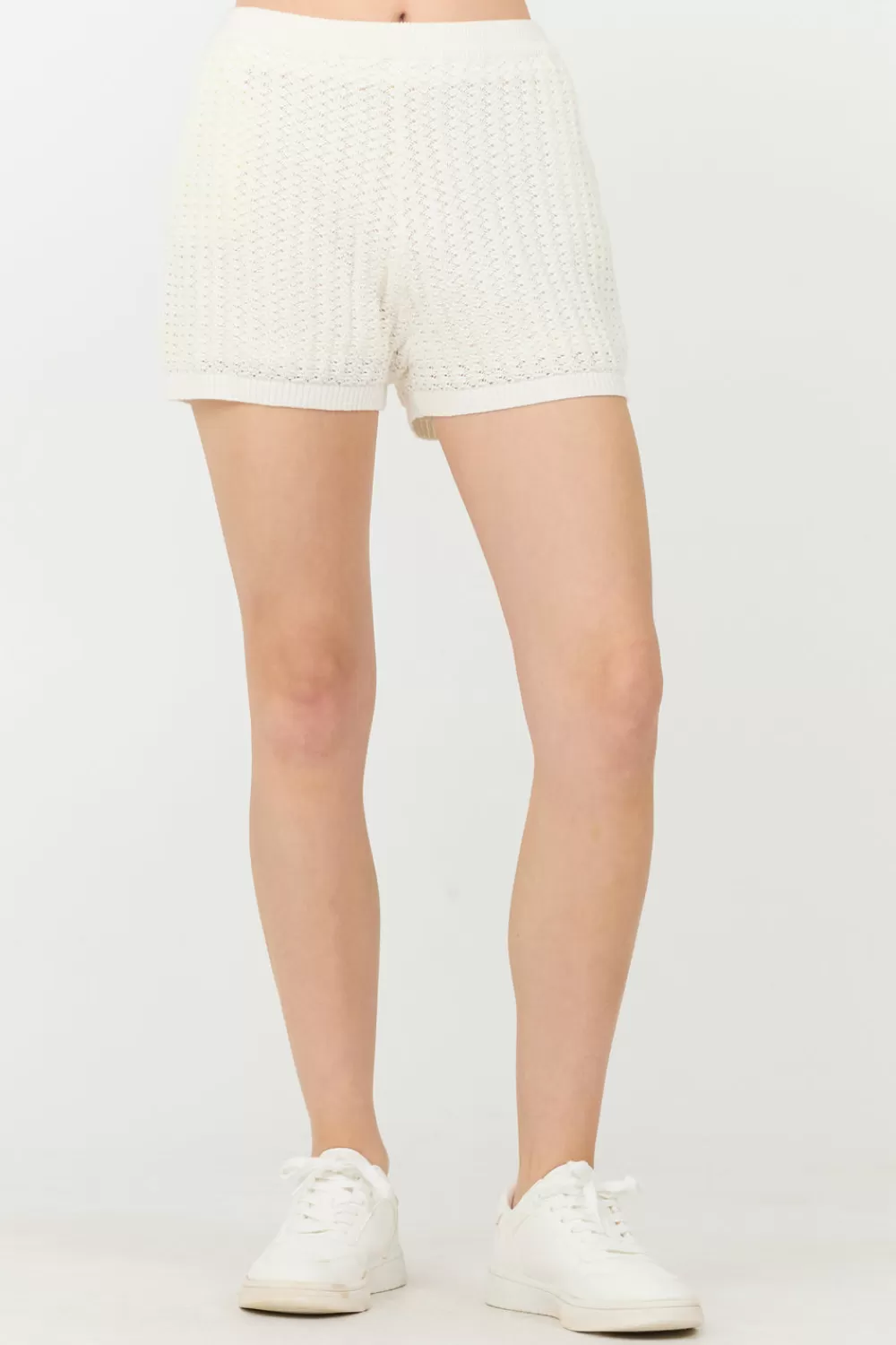Vintage Havana White Open Crochet Shorts
