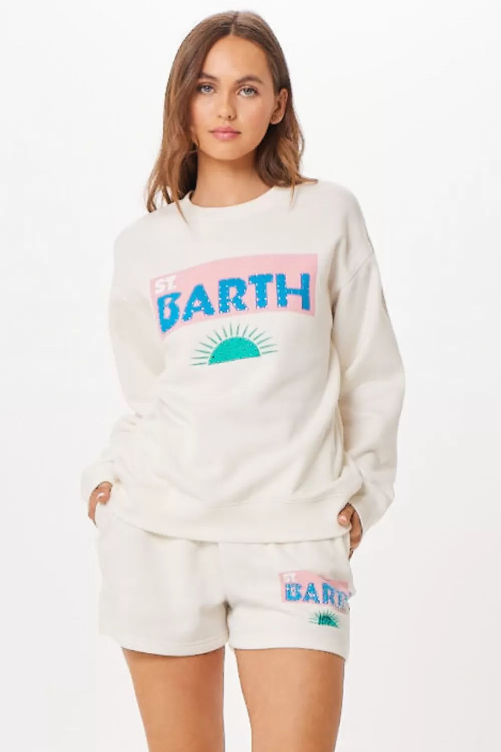 Vintage Havana White St. Barth Jet Setter Surf Wash Crewneck